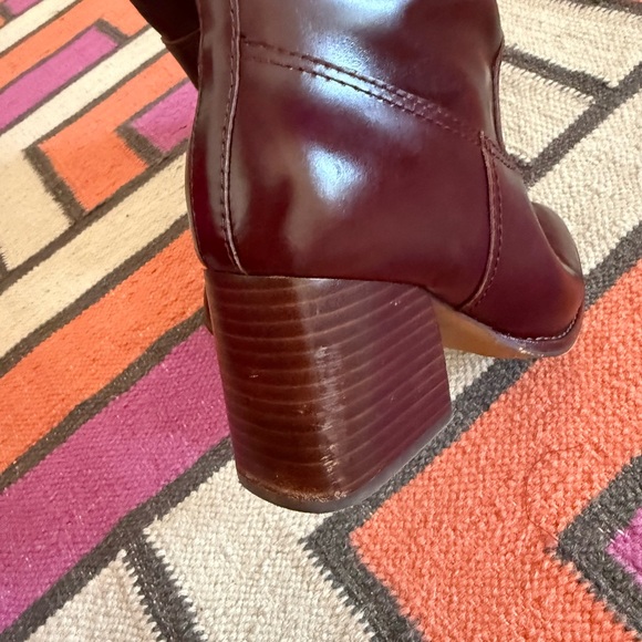 Vince Camuto Tall Leather Extra Wide Calf 9.5 Block-Heel Boots - Rich Mahogany - Picture 4 of 12